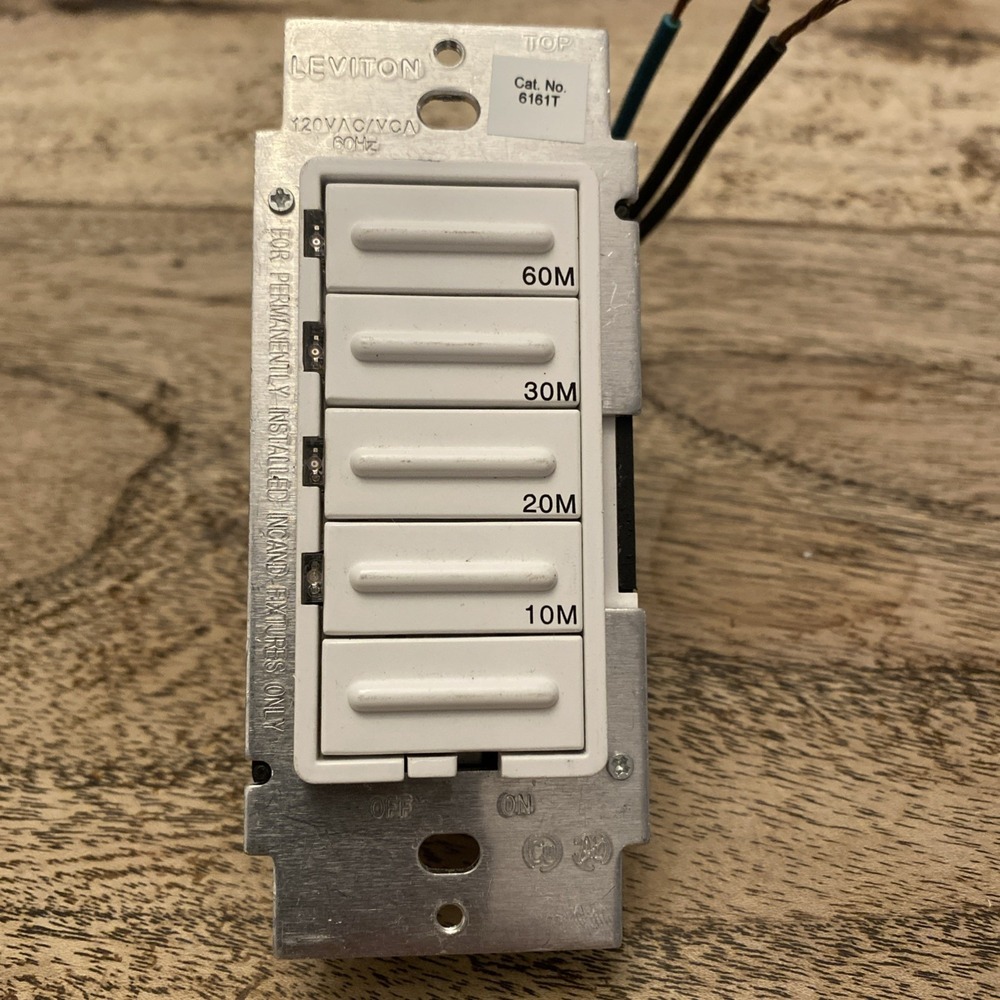 Leviton 6161T Timer Switch 10-20-30-60 Minute Preset Wall Switch White